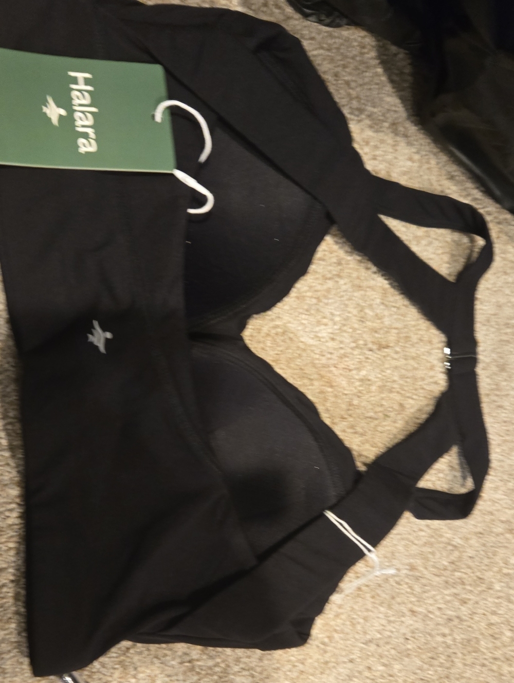 HALARA Black Padded Sports Bra with Signature Straps